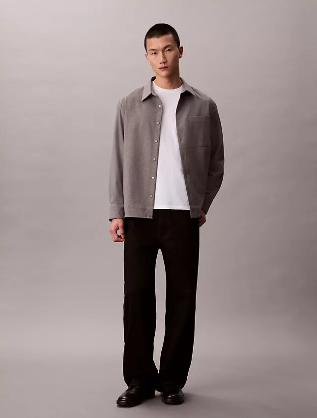 Wool Blend Relaxed Button-Down Shirt Wool Blend Relaxed Button-Down Shirt