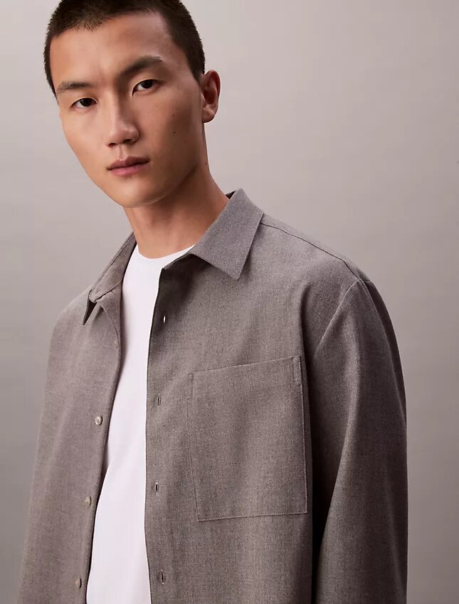 Wool Blend Relaxed Button-Down Shirt Wool Blend Relaxed Button-Down Shirt