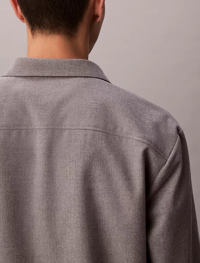Wool Blend Relaxed Button-Down Shirt Wool Blend Relaxed Button-Down Shirt