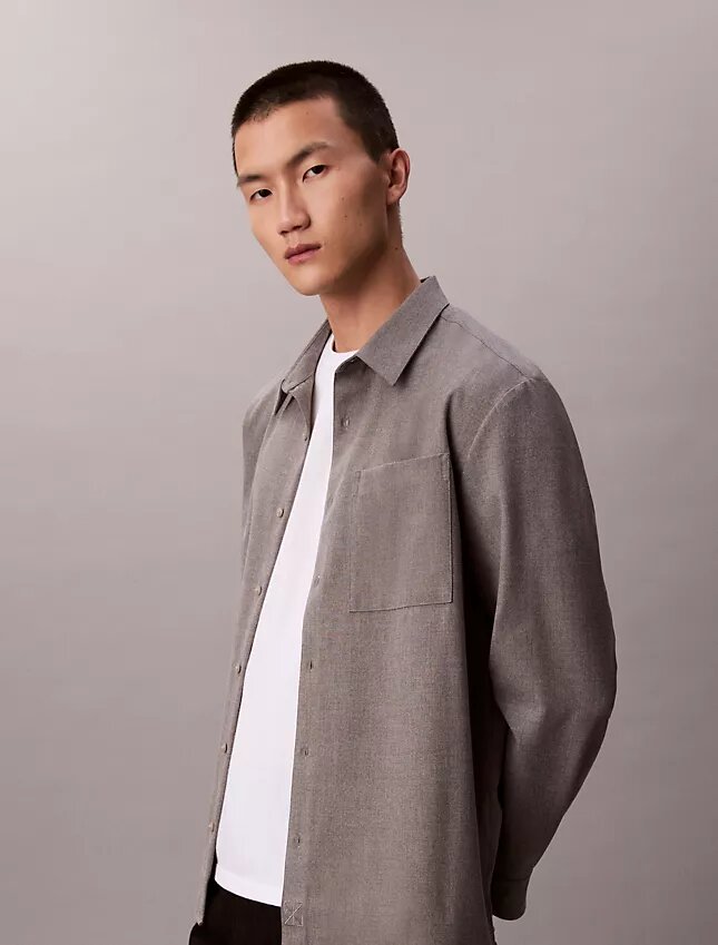 Wool Blend Relaxed Button-Down Shirt Wool Blend Relaxed Button-Down Shirt