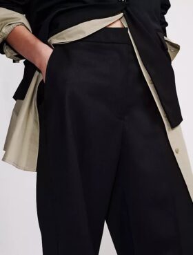 Wool Blend Tailored Pants