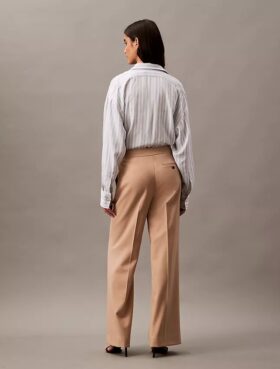 Wool Gabardine Blend Flared Pants