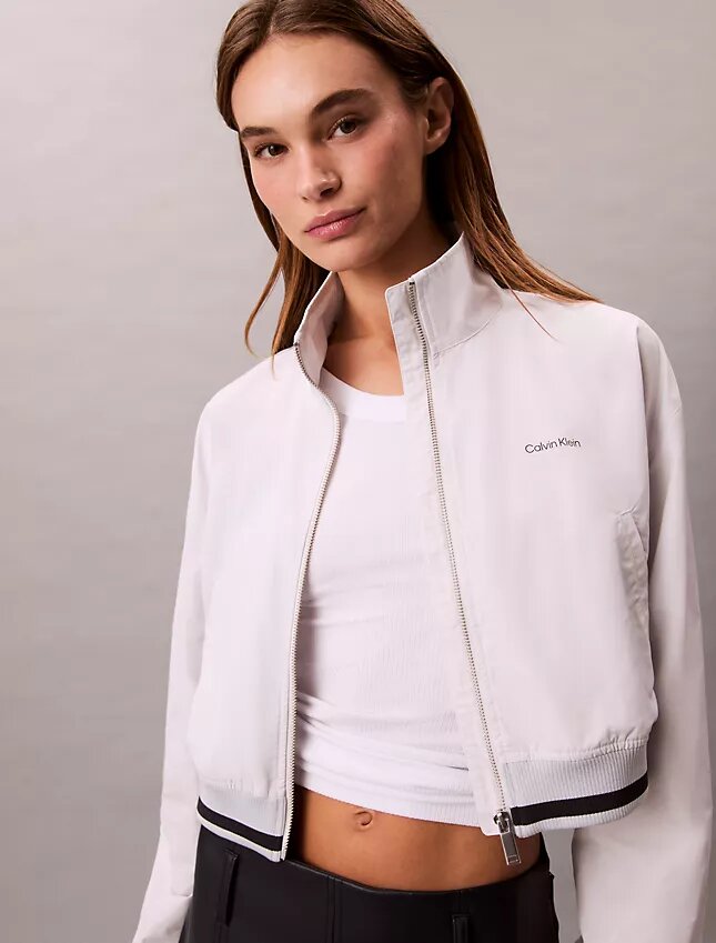 Woven Cropped Relaxed Track Jacket Woven Cropped Relaxed Track Jacket