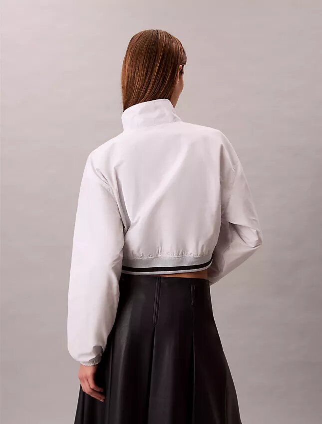 Woven Cropped Relaxed Track Jacket Woven Cropped Relaxed Track Jacket