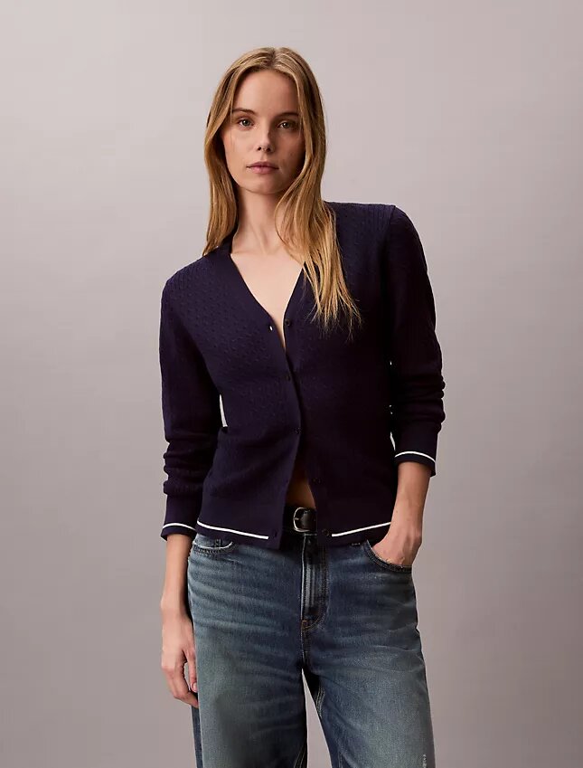 Woven Monologo Cable Cardigan Woven Monologo Cable Cardigan