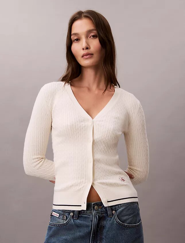Woven Monologo Cable Cardigan Woven Monologo Cable Cardigan
