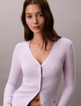 Woven Monologo Cable Cardigan