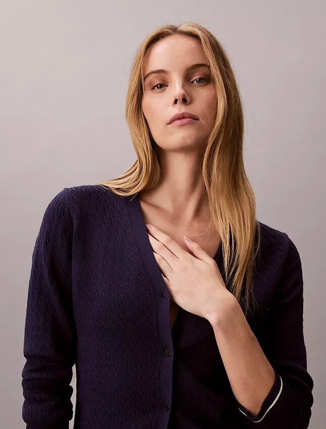 Woven Monologo Cable Cardigan Woven Monologo Cable Cardigan
