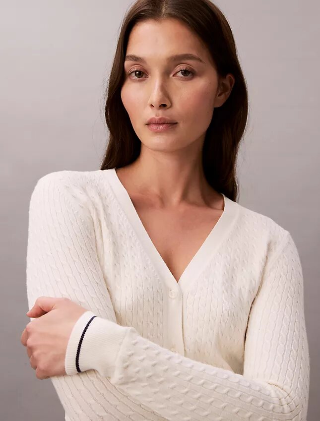 Woven Monologo Cable Cardigan Woven Monologo Cable Cardigan
