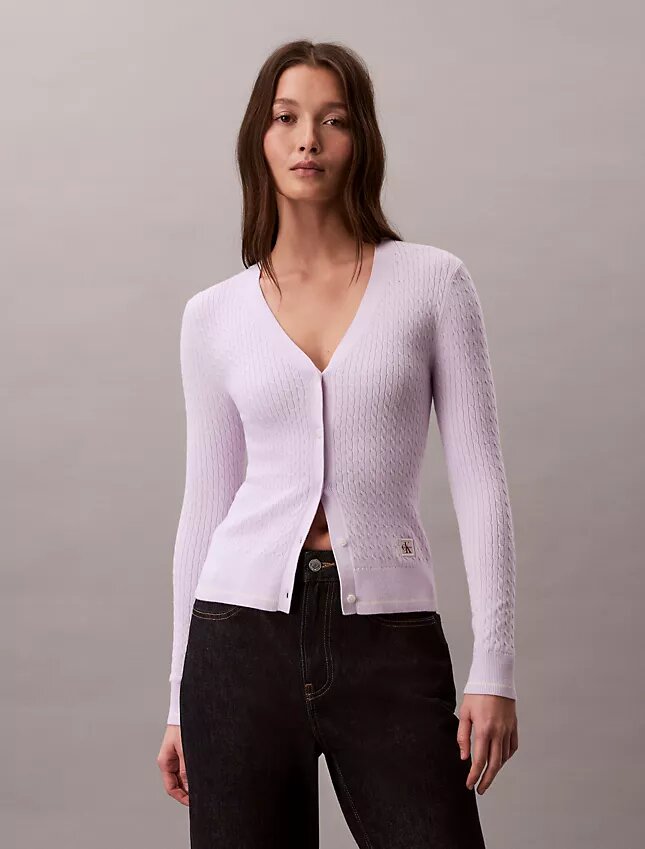 Woven Monologo Cable Cardigan Woven Monologo Cable Cardigan