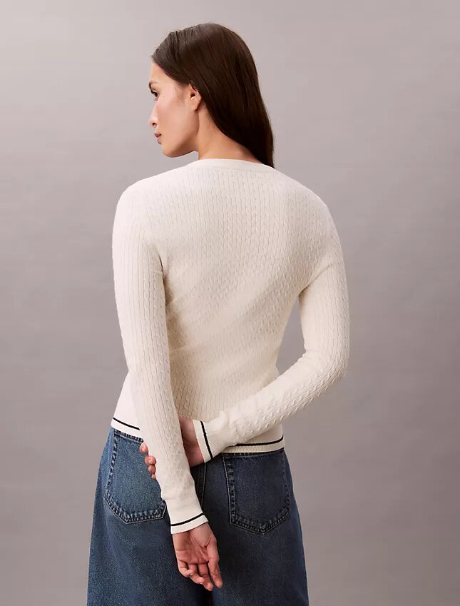 Woven Monologo Cable Cardigan Woven Monologo Cable Cardigan
