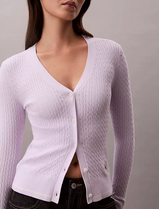 Woven Monologo Cable Cardigan Woven Monologo Cable Cardigan