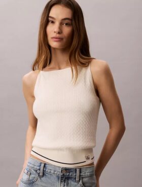 Woven Monologo Cable Knit Tank