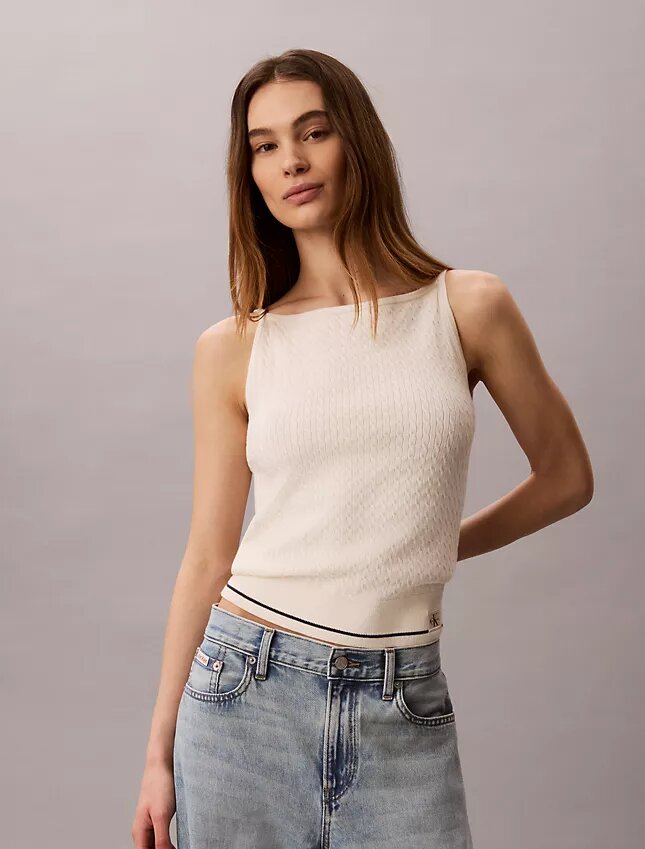Woven Monologo Cable Knit Tank Woven Monologo Cable Knit Tank