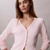 Woven Monologo Fine Rib Slim Cardigan Woven Monologo Fine Rib Slim Cardigan