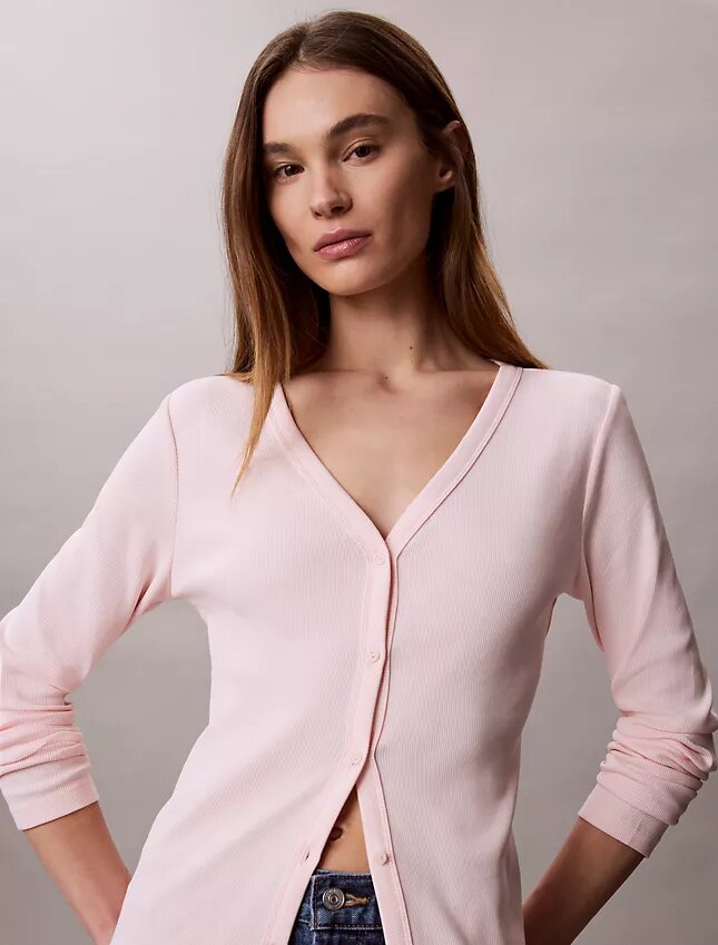 Woven Monologo Fine Rib Slim Cardigan Woven Monologo Fine Rib Slim Cardigan