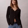 Woven Monologo Fine Rib Slim Cardigan Woven Monologo Fine Rib Slim Cardigan