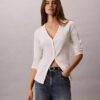 Woven Monologo Fine Rib Slim Cardigan Woven Monologo Fine Rib Slim Cardigan