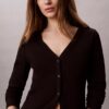 Woven Monologo Fine Rib Slim Cardigan Woven Monologo Fine Rib Slim Cardigan