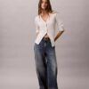 Woven Monologo Fine Rib Slim Cardigan Woven Monologo Fine Rib Slim Cardigan