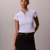 Woven Monologo Rib Quarter Zip Top Woven Monologo Rib Quarter Zip Top