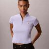 Woven Monologo Rib Quarter Zip Top Woven Monologo Rib Quarter Zip Top