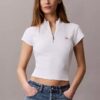 Woven Monologo Rib Quarter Zip Top Woven Monologo Rib Quarter Zip Top