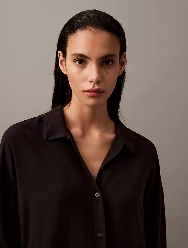 Woven Viscose Button-Down Sleep Shirt Woven Viscose Button-Down Sleep Shirt