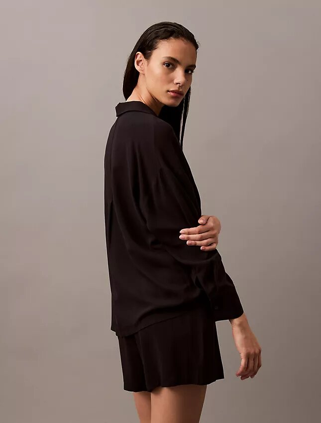 Woven Viscose Button-Down Sleep Shirt Woven Viscose Button-Down Sleep Shirt