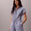 Yarn-Dyed Poplin Cotton Romper