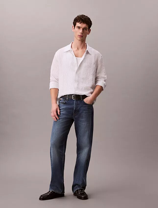 Yarn-Dyed Stripe Crinkle Relaxed Button-Down Shirt Yarn-Dyed Stripe Crinkle Relaxed Button-Down Shirt