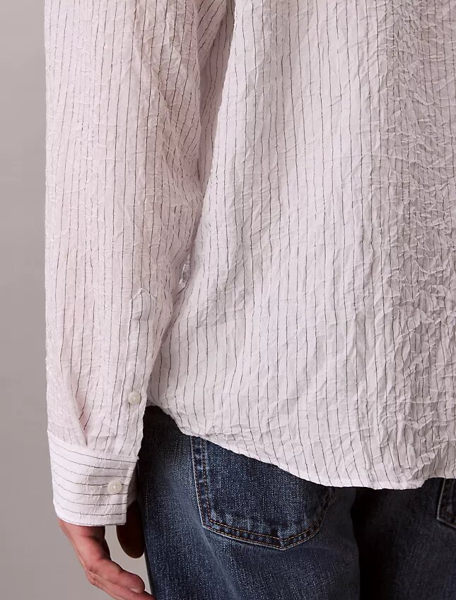 Yarn-Dyed Stripe Crinkle Relaxed Button-Down Shirt Yarn-Dyed Stripe Crinkle Relaxed Button-Down Shirt