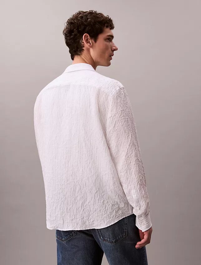 Yarn-Dyed Stripe Crinkle Relaxed Button-Down Shirt Yarn-Dyed Stripe Crinkle Relaxed Button-Down Shirt